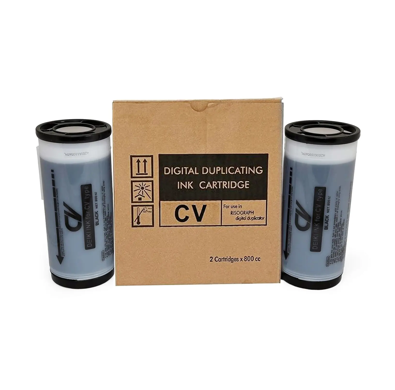 CV Black Ink for use in Riso CV CV Black Ink for use in Riso CV 3030/3130/3230 Duplicator, Set of 2 Cartridges - Image 1